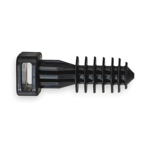 Masonry Push-In Cable Ties Mount, Nylon 6/6, Black, 0.53 in L
