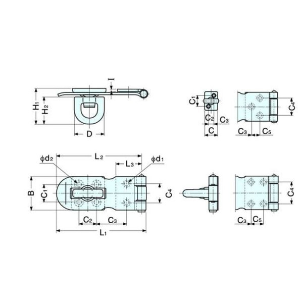 Sugatsune Hasp,Rotating Eye,304 Stainless Steel HP-120