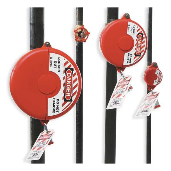 Brady Gate Valve Lockout, Fits Sz 1 to 2-1/2, Color: Red 65560