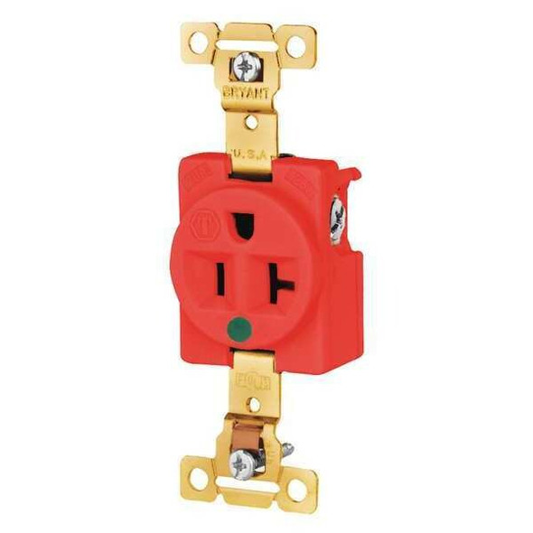Bryant Receptacle,Red,Hospital Grade,125VAC 8310RED Bryant Receptacle,Red,Hospital Grade,125VAC 8310RED