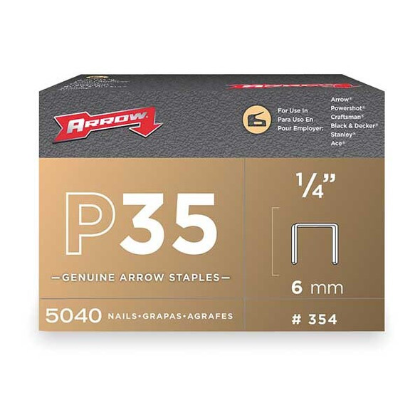 Arrow Fastener Flat Crown Staple,7/16x1/4,PK5040 354 Arrow Fastener Flat Crown Staple,7/16x1/4,PK5040 354