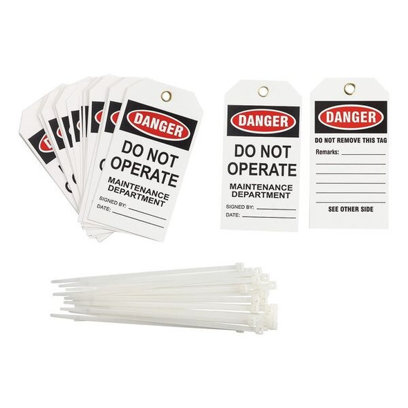 Brady Danger Tag, Vinyl, 5 1/2 in H x 3 in W, Rectangle, 25 PK TG002E
