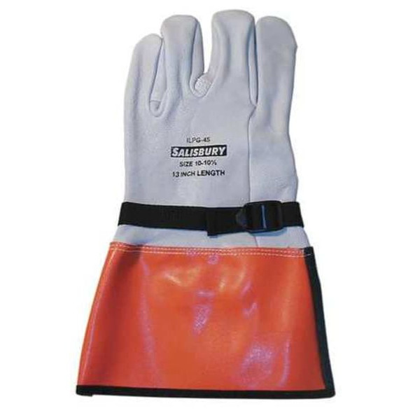 Electrical-Insulating Glove Protectors, Goatskin, 13" Length, White, Size 9
