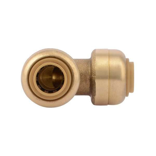 Sharkbite Push-Fit Elbow Fitting, 1/4 in Tube Size, Brass, Brass U244LF