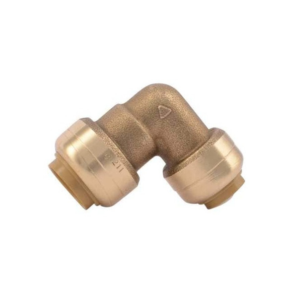 Sharkbite Push-Fit Elbow Fitting, 1/2 in x 3/8 in Tube Size, Brass, Brass U272LF