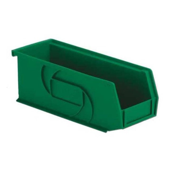 Hang & Stack Storage Bin, Plastic, Green, 4 in H, 4 1/8 in W, 10 7/8 in L
