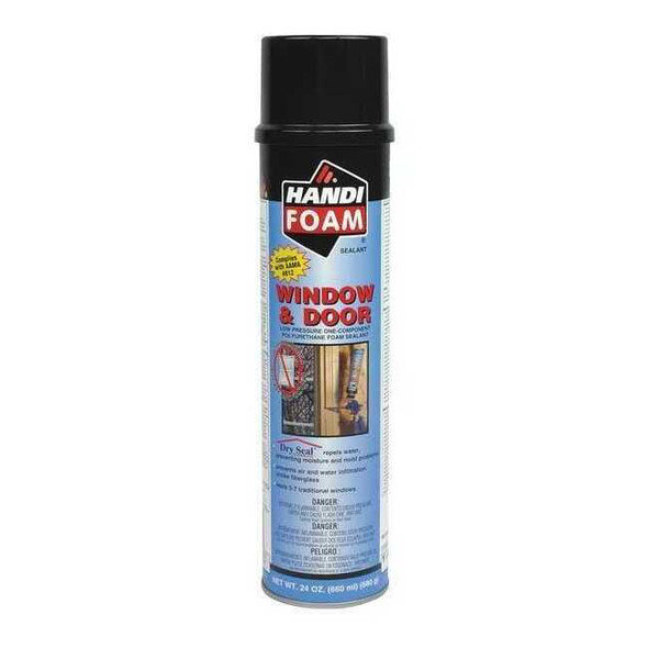 Spray Foam Sealant, 24 oz, Aerosol Can, Creme, Polyurethane Base, Window & Door