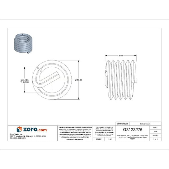 Stanley Engineered Fastening Helical Insert,304SS,M8x1.25,PK100 A1084-8CN080 Stanley Engineered Fastening Helical Insert,304SS,M8x1.25,PK100 A1084-8CN080