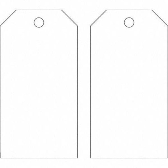 Brady Blank Shipping Tag, Polyester, 5-3/4" H x 3" W, White, Rectangle, 25 PK 76198