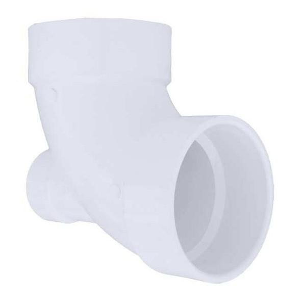 PVC 90 Degree Low Heel Inlet Elbow, Hub, 4 in x 4 in x 2 in Pipe Size