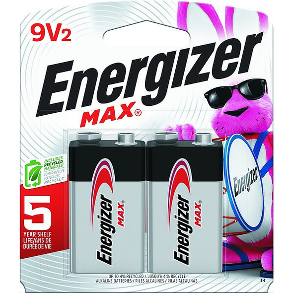 Energizer Battery,Alkaline,9V,Premium,PK2 522BP-2