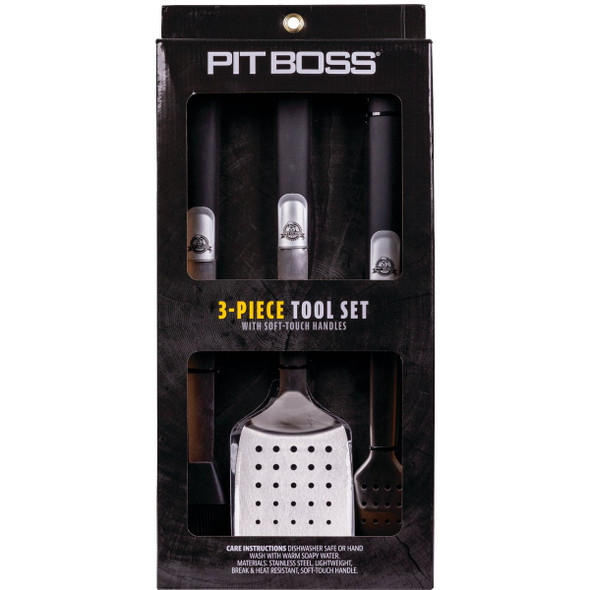 Pit Boss Rubber Handles Stainless Steel Blade 3-Piece BBQ Tool Set Pit Boss Rubber Handles Stainless Steel Blade 3-Piece BBQ Tool Set