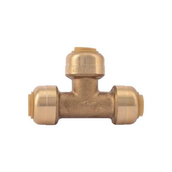 Sharkbite Push-Fit Tee Fitting, 1/4 in Tube Size, DZR Brass, Brass U358LF