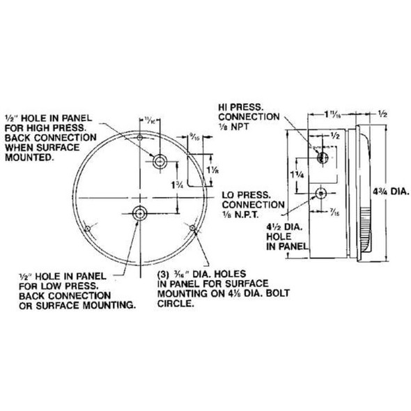 Dwyer Instruments Dwyer Magnehelic Pressure Gauge,0 to 0.5 In H2O 2000-0AV