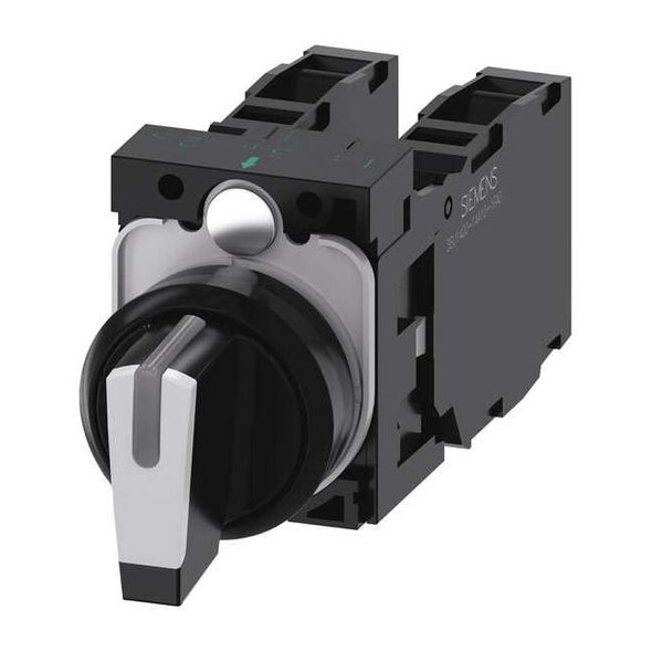 Siemens Selector Switch, 22 mm, 2NO/2NC, White 3SU1100-2BL60-1LA0