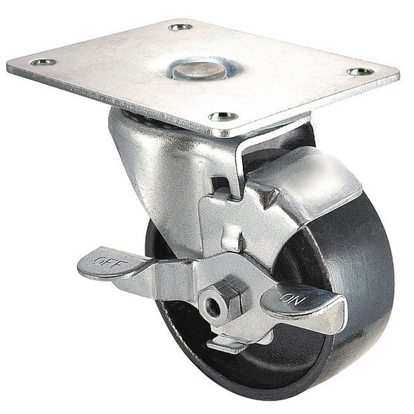 Manufacturer Varies Swivel Plate Caster,Cast Iron,4 in,450 lb,Blk 1UKX5