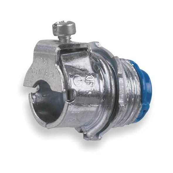 Conduit Fitting Grounding Connector, 3/8 in, Threaded, Steel, Plain, Silver