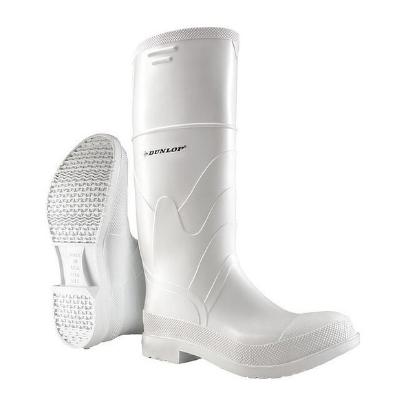 Dunlop Men's Dunlop Tall Rubber Boots, Plain Toe, 16" Height, White, 8 8101100