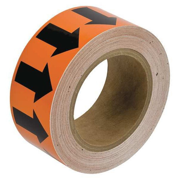 Brady Arrow Tape,Black/Orange,2 In. W 91418