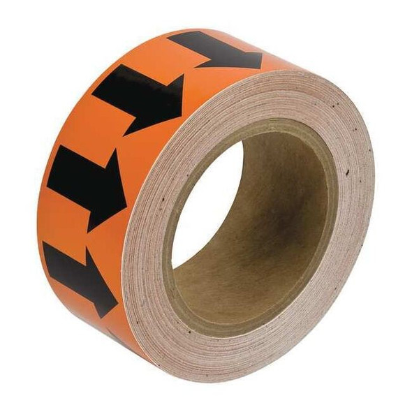 Brady Arrow Tape,Black/Orange,2 In. W 91418