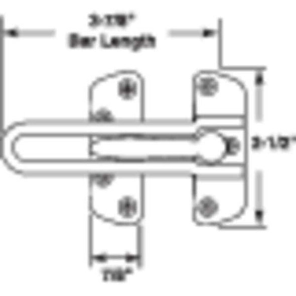 Primeline Tools Swing Bar Door Guard,3-7-8" Lx2-1-2" W U 9899