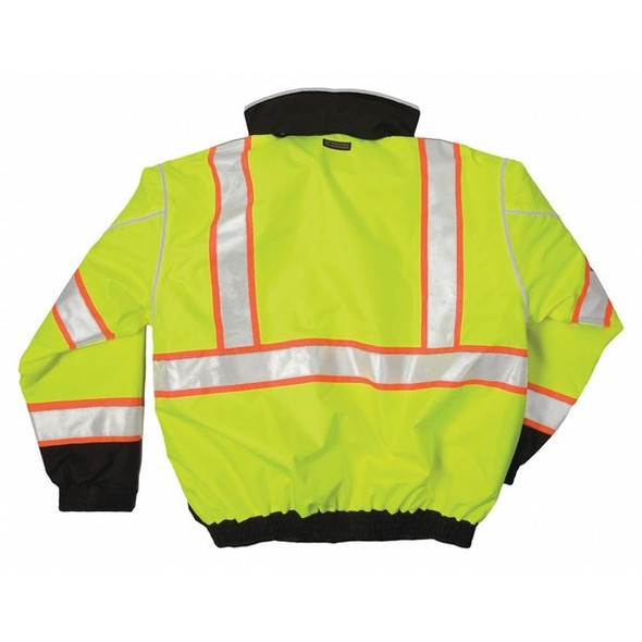 Kishigo Hi-Vis Bomber Jacket, Polyester, Class 3 Type R, Lime/Black, L JS119-L