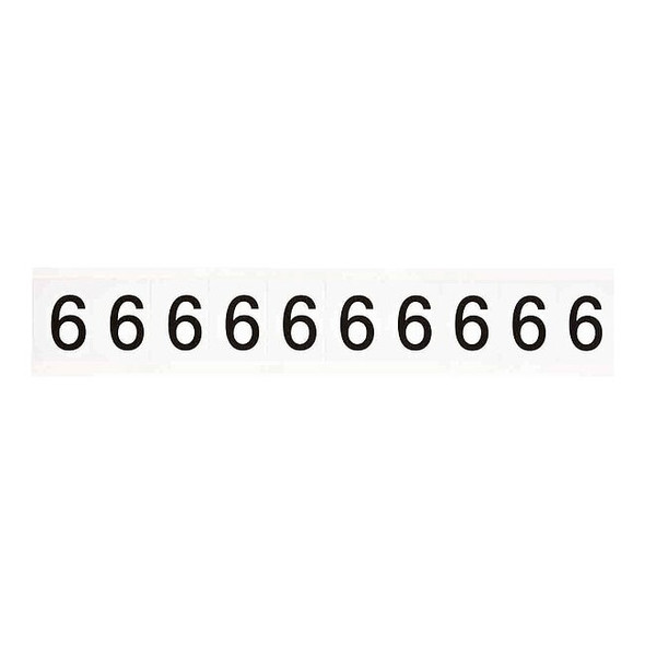 Brady NumberLabel,Vinyl,1-1/2inH,1inW,PK10 9713-6