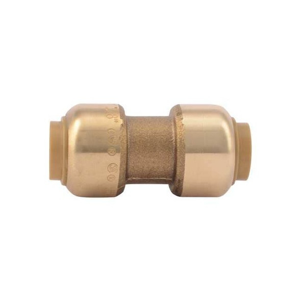 Sharkbite Push-Fit Coupling Fitting, 3/8 in Tube Size, Brass, Brass U006LFA