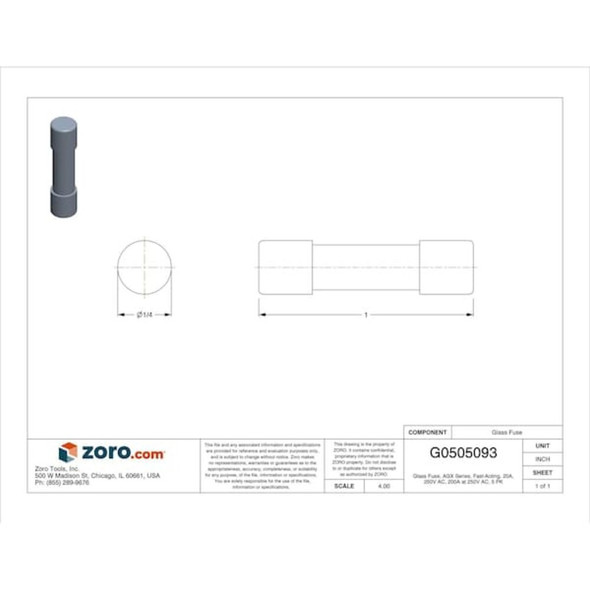 Eaton Bussmann Glass Fuse, 20A, 200A at 250V AC, 5 PK AGX-20