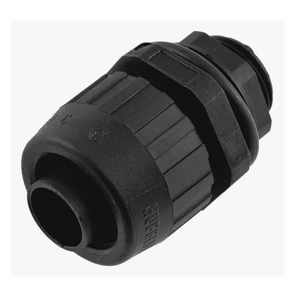 Conduit Fitting Connector, 3/4 in, Threaded, Nylon, Black