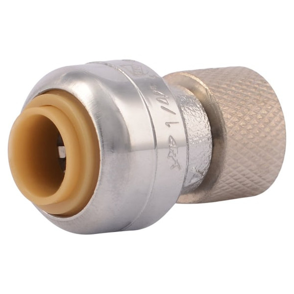 Sharkbite Push-Fit Adapter Fitting, 1/4 in x 3/8 in Tube Size, Brass, Brass U3523LF