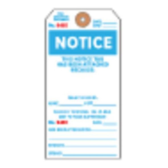 Notice Tag, Notice, Cardstock, 2 7/8 in Width, 5 3/4 in Height, ,100 PK