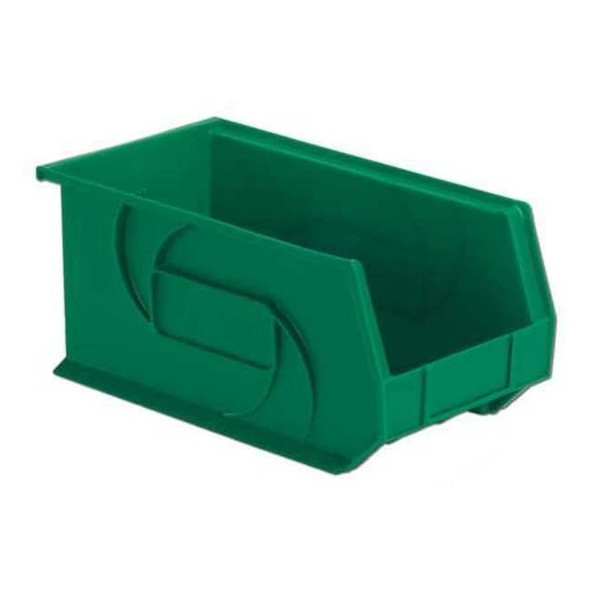 Hang & Stack Storage Bin, Plastic, Green, 7 in H, 8 1/4 in W, 14 3/4 in L