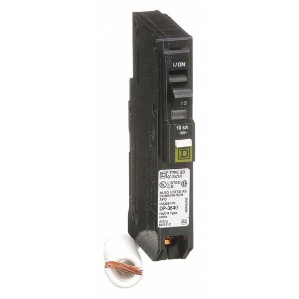 Square D Circuit Breaker,15A,Plug In,120/240V,1P QO115CAFI Square D Circuit Breaker,15A,Plug In,120/240V,1P QO115CAFI