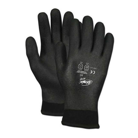 Mcr Safety Coated Gloves, Acrylic Terry/Nylon Lining, Black, M ( 8 ) N9690FCM