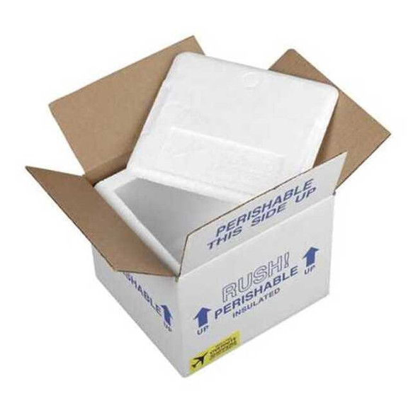 Insulated Shipping Kit, 8 3/16 in H, 0.75 in Wall Thickness, Blue, White, 3 PK