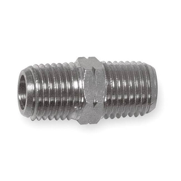 Hex Nipple Nickel Plated Brass Hex Nipple, 1/8 in Male NPT X 1/8 in Male NPT