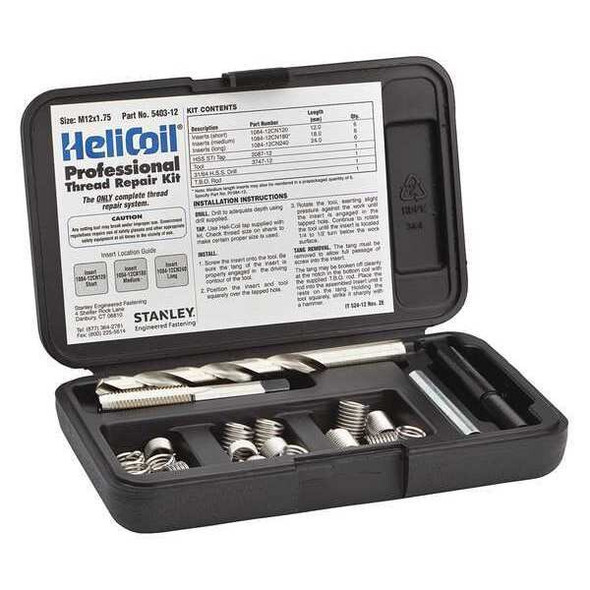 Stanley Engineered Fastening Thread Repair Kit,22,Pieces,SS,Metric 5403-12 Stanley Engineered Fastening Thread Repair Kit,22,Pieces,SS,Metric 5403-12
