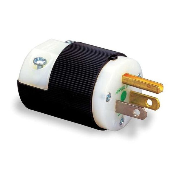 Straight Blade Plug, 5-15P, 15 A, 125V AC, 2 Pole, Screw Terminals, Grounded