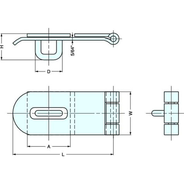 Sugatsune Weld On Hasp,Fixed,316 Stainless Steel HP-635