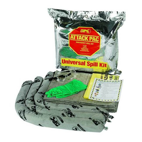 Brady Spill Kit, 7 gal Volume Absorbed per Kit, Bag, Silver SKA-ATK-GRNG