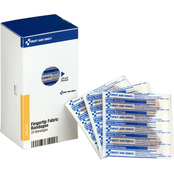First Aid Only Fingertip Bandages,2 7/8x1 7/8",PK20 FAE-6101 First Aid Only Fingertip Bandages,2 7/8x1 7/8",PK20 FAE-6101