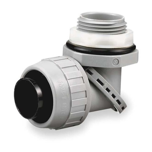 Conduit Fitting Connector, 3/4 in, Threaded, Nylon, PVC Coated, Gray