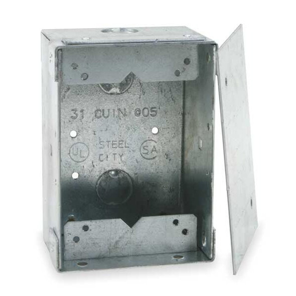 Electrical Box, 31 cu in, Floor Box Type, 1 Gang, Steel, Rectangular Shape