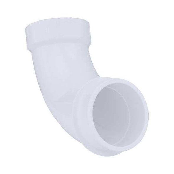 PVC Street Elbow, 90 Degrees, Long Sweep, Spigot x Hub, 2 in Pipe Size