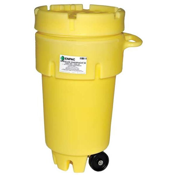 Enpac Open Head Salvage Drum, Polyethylene, 50 gal, Unlined, Yellow 1259-YE