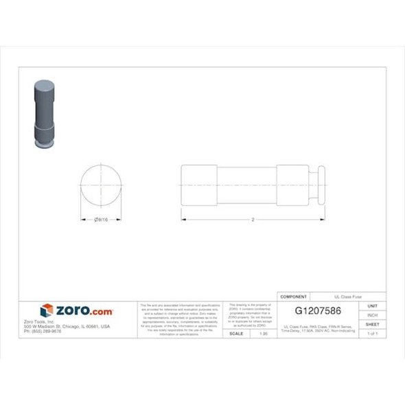 UL Class Fuse, RK5 Class, Time-Delay, 17.50A, 250V AC, Non-Indicating  FRN-R-17-1/2