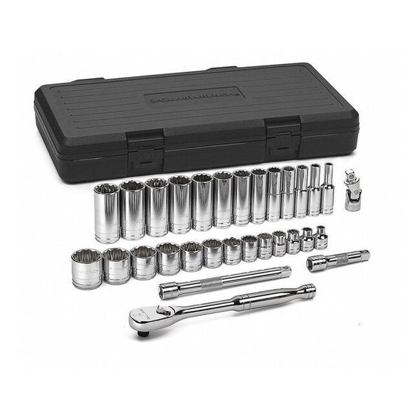 3/8" Drive Mechanic Socket Set, SAE, 30 pcs, Set Skt Std/Dp Sae 3/8Dr 12Pt