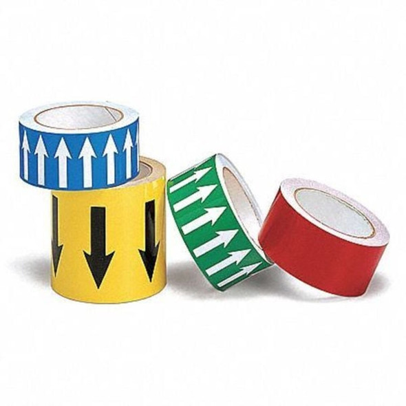 Brady Arrow Tape, Vinyl, 4 in W x 90 ft. L, Adhesive Mounting, White-Green 91290