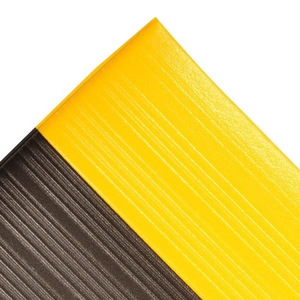 Antifatigue Mat, 3 ft. L x 2 ft. W, 3/8" Thickness, Closed Cell PVC Foam, Corrugated, Black/Yellow